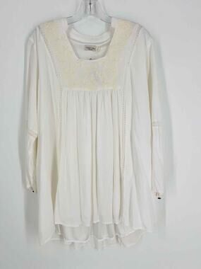 Size M White Floral Embroidered Designer Dress